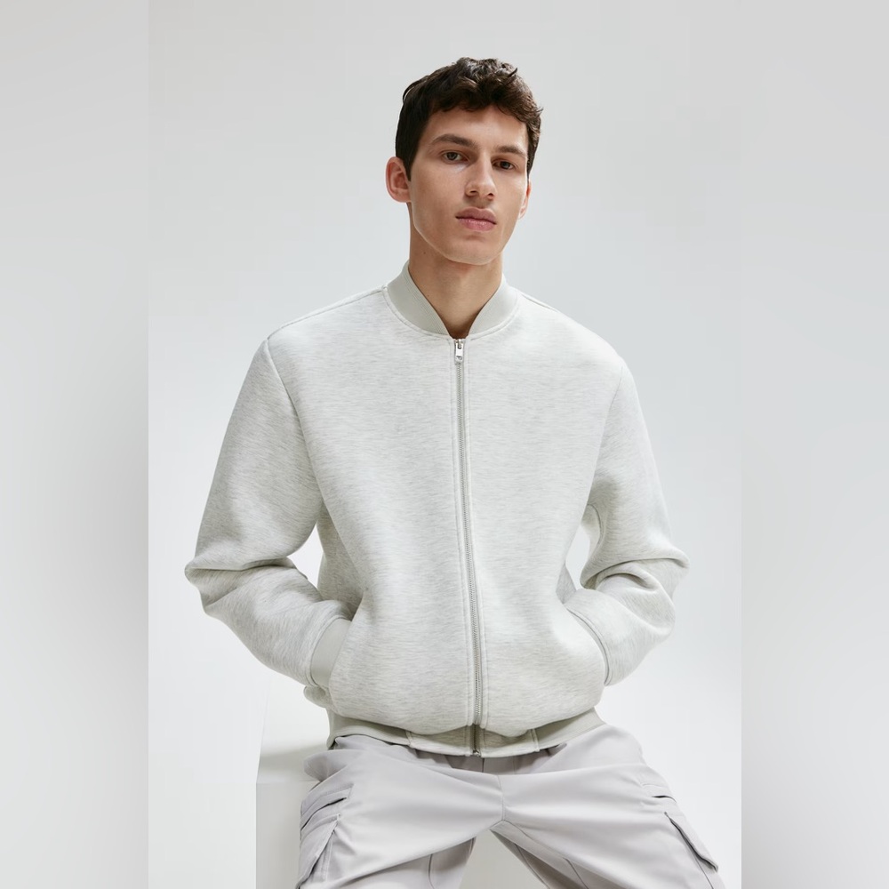 H&M Grey Regular Fit Jersey Fit Bomber Jacket